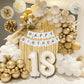 18Th Birthday Decorations For Girls, Gold Happy 18Th Birthday Decorations White And Gold Balloons Happy Birthday Banner Tableclo