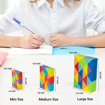Ganowo Medium Snake Cube, 4 Pack Twist Puzzle Stress Relief Sensory Toys Stocking Stuffers Bulk Supplies Goodie Bags Fillers Fidget Toys For Anxiety Teens Kids