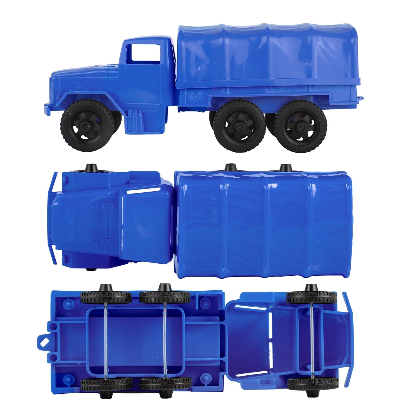 TimMee Plastic Army Men TRUCKS - Blue M34 Deuce and a Half Cargo Vehicles US Made