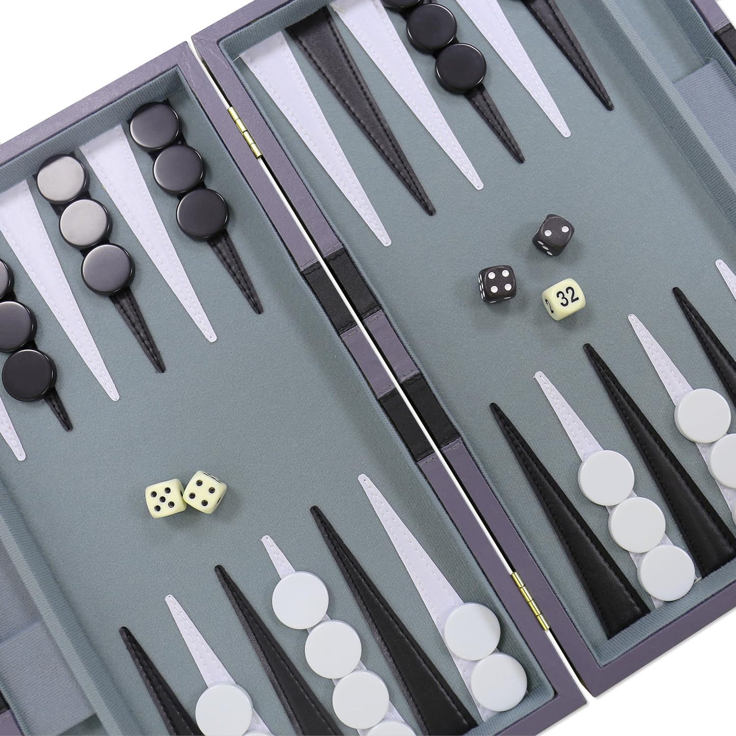 Backgn Set - Classic Board Game with enhanced Leather Case - Portable Travel Strategy Backgn Game Set for mature-themeds  Kids (11inch  Gray)
