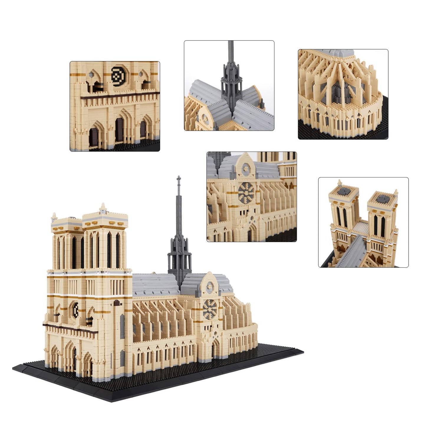 Geniteen Building Blocks, Architecture Notre Dame De Paris Model Micro Mini Blocks Creative Building Blocks Set, 7380 Pcs