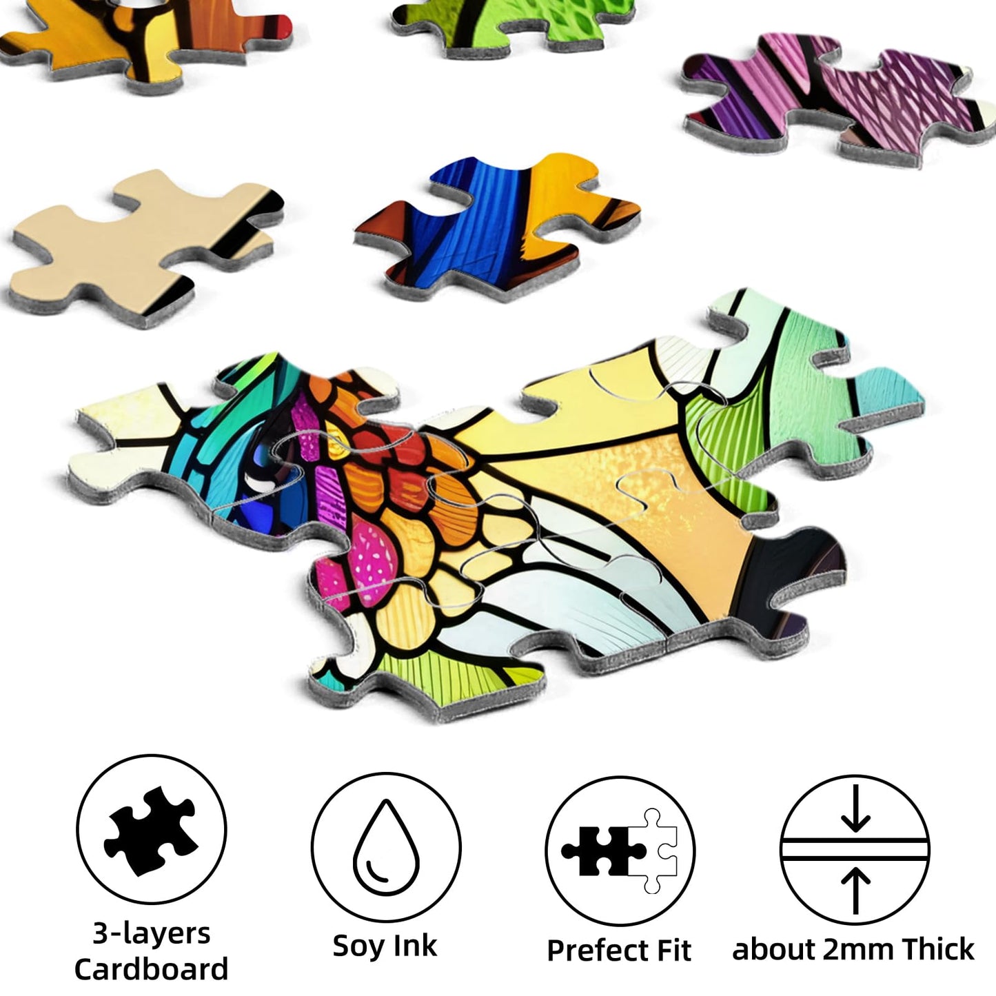 Hummingbird Puzzles for mature-themeds 1000 Pieces  Stained Glass Impossible Jigsaw Puzzle for mature-themeds  Hard Challenging Bird Puzzles 1000 Pieces Games  Leisure Puzzle Games for mature-themed Suitable Family Friends