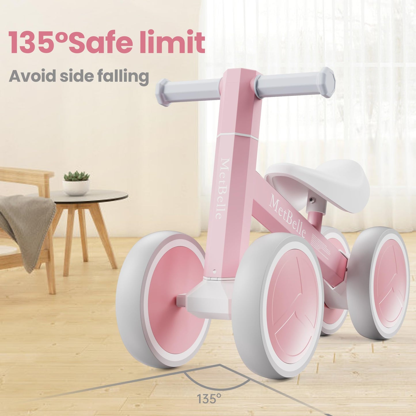 Baby Balance Bike For 1 Year Old Boys Girls Colorful Lighting 10-24 Months Push Toddler Toys Bicycle,4 Wheels First Bike For Kid