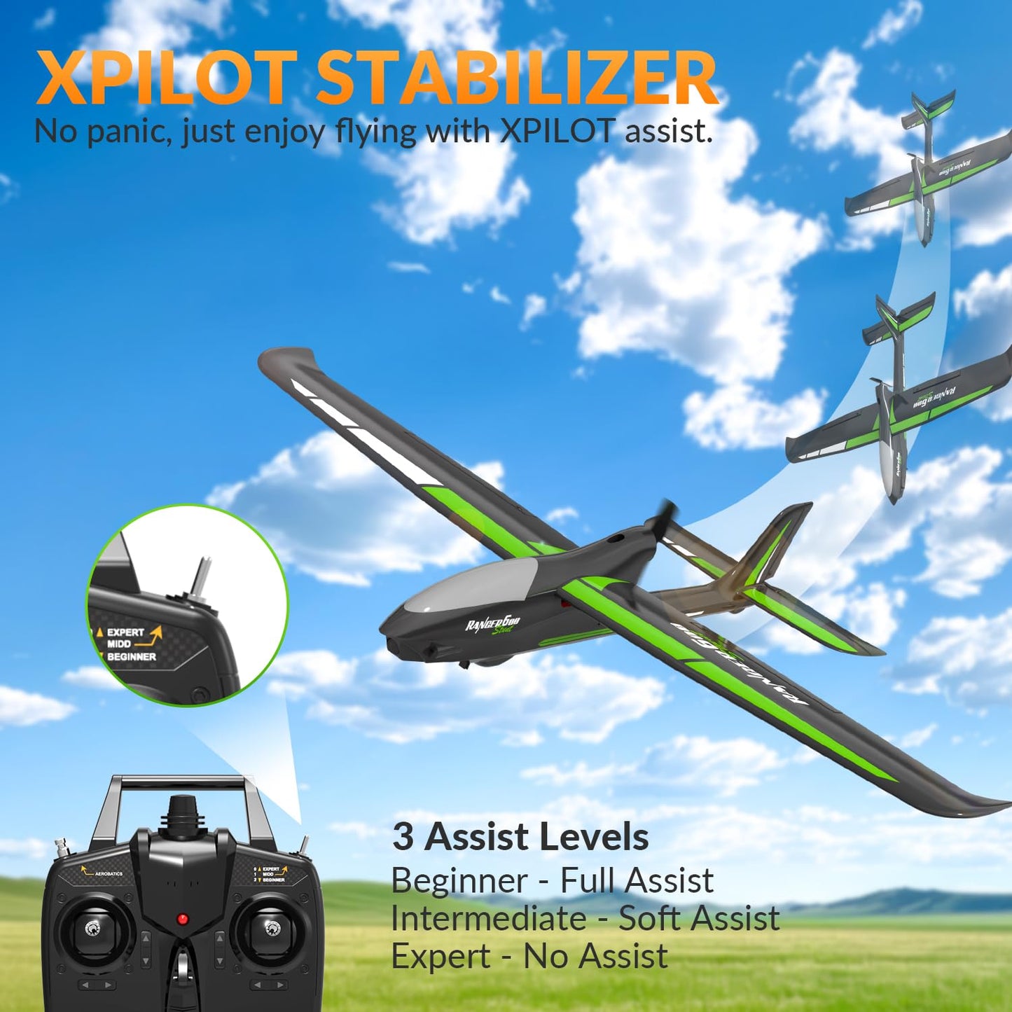 Rc Plane With Aileron Rtf 4 Channel Remote Control Airplane Ready To Fly Ranger600 Stunt 4Ch Glider Rc Airplane For Beginners Ad
