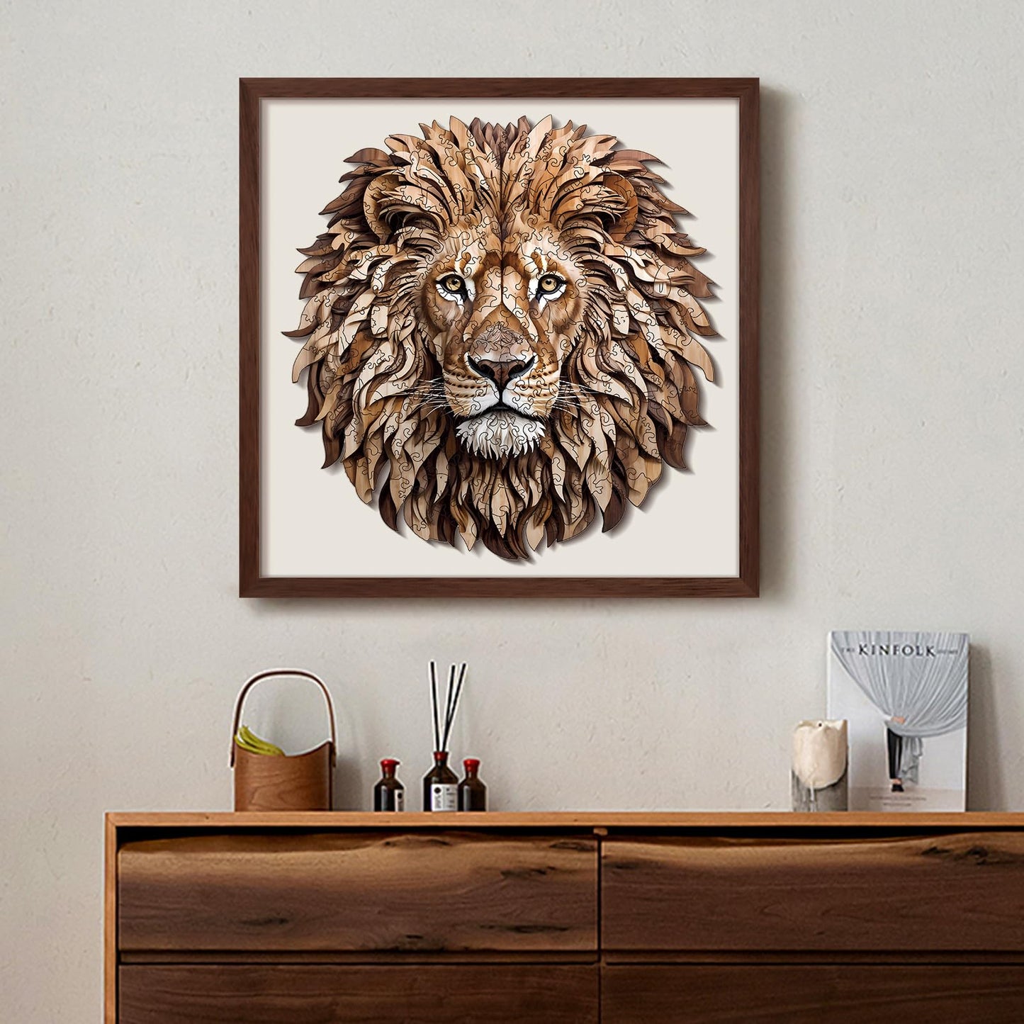 Wooden Puzzles for mature-themeds - 200 Pieces Lion Unique Shaped Wooden Jigsaw Puzzles for mature-themeds  Medium Size 10'' x 10.5'' mature-themed Wood Puzzles for Family Friend Game