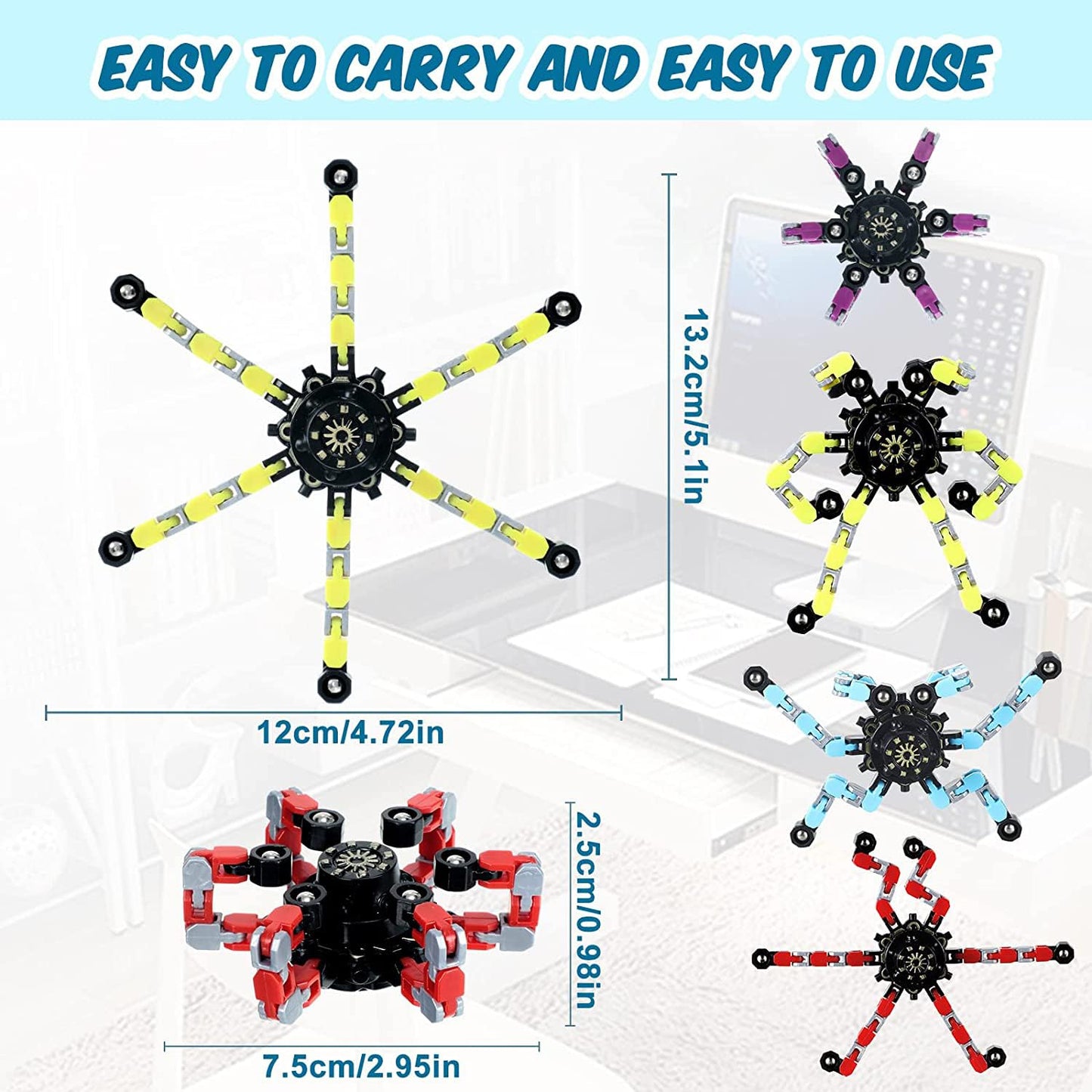 100Pcs Random Fidget Spinners,Diy Deformable Robot Fingertip Toys,Decompression Spinner,Deformable Creative Mechanical Gyro Toys