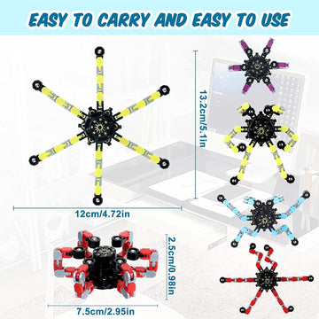 100Pcs Random Fidget Spinners,Diy Deformable Robot Fingertip Toys,Decompression Spinner,Deformable Creative Mechanical Gyro Toys