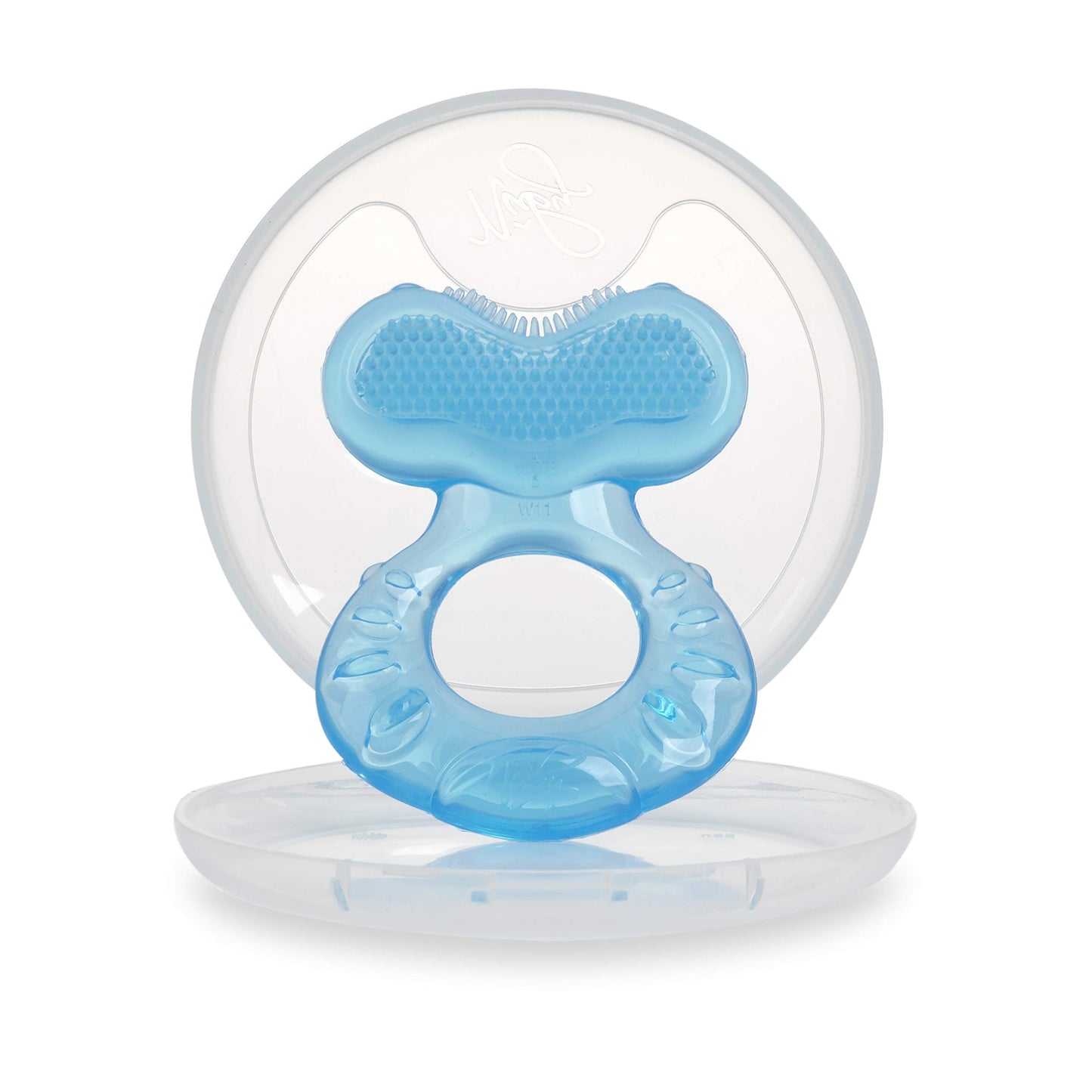 Nuby Silicone Teethe-eez Teether, Blue, 1 Count, Model 92564, Includes Hygienic Case