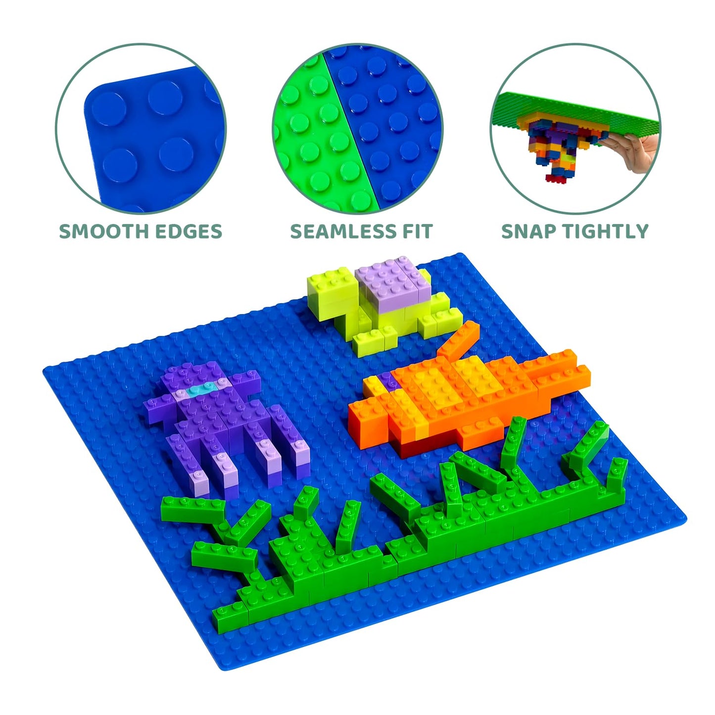 Pairez Toys Classic Base Plates For Building, 10' X10” Baseplates Multipack, Compatible With All Major Brands, 8 Pack, Building Brick Plates For Tables, Mats (Green & Blue)