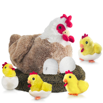 Youthfuljive 9 In 1 Chicken Stuffed Animal, Chicken Plush Stuffed Animal Chicken Toys Egg Laying Hen With Zippered Belly, Baby C