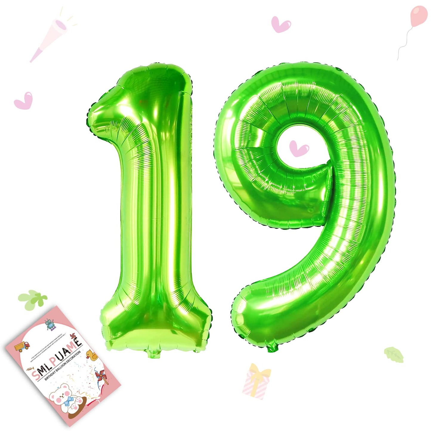 Smlpuame 40 Inch Number Balloon 0-9 Green Large Number 19 Balloons,Digital Balloons For Birthday Party Celebration Decorations S