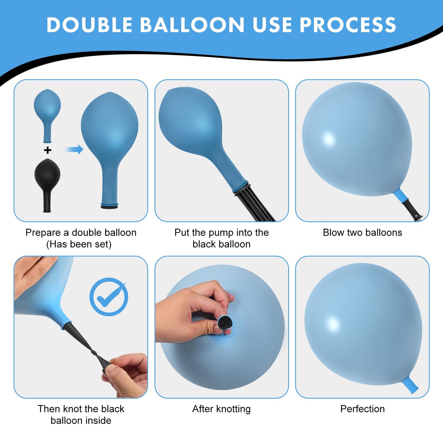 Blue Balloon Arch Kit Dusty Blue Balloon Garland With Double Stuffed Dusty Blue,Pastel Blue, Apricot,White Sand,Grey Balloons Pe