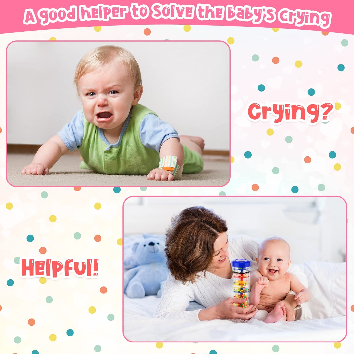 Leitee 3 Pieces Rainmaker Rain Stick for Baby Shaker Sensory Auditory Musical Instrument Rattle Tube Plastic Toy for Boys and Gi