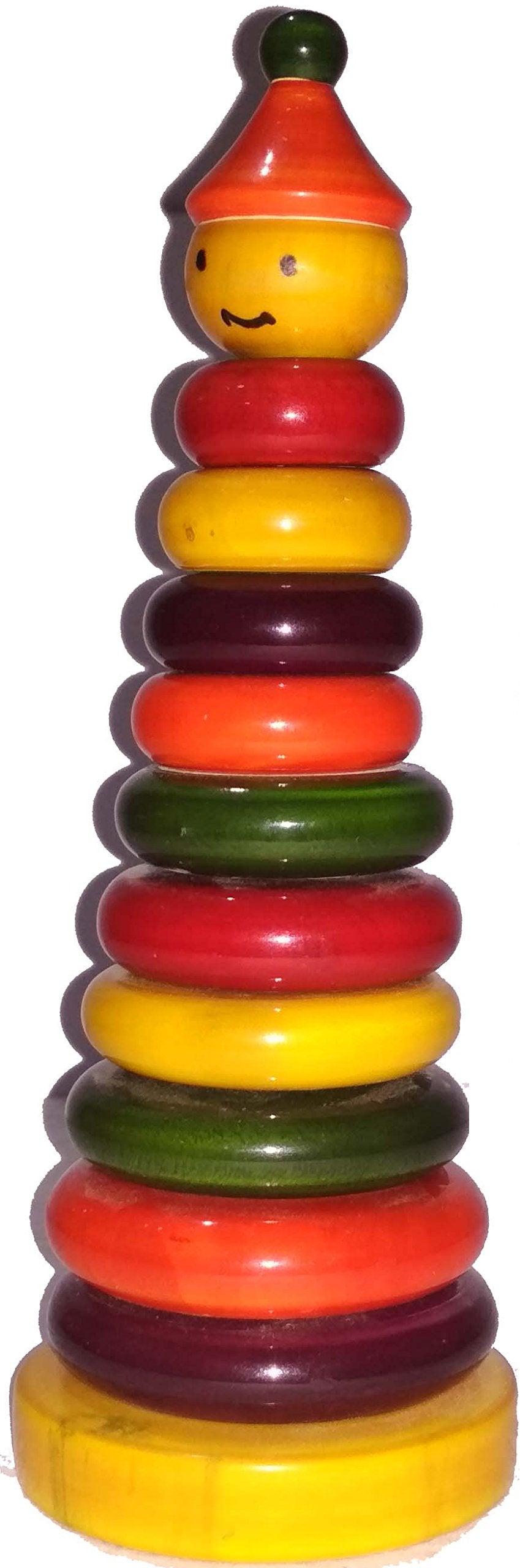 Crafts India Hand Crafted Wooden Stacking Rings BigJoker Cap Stacking Toy