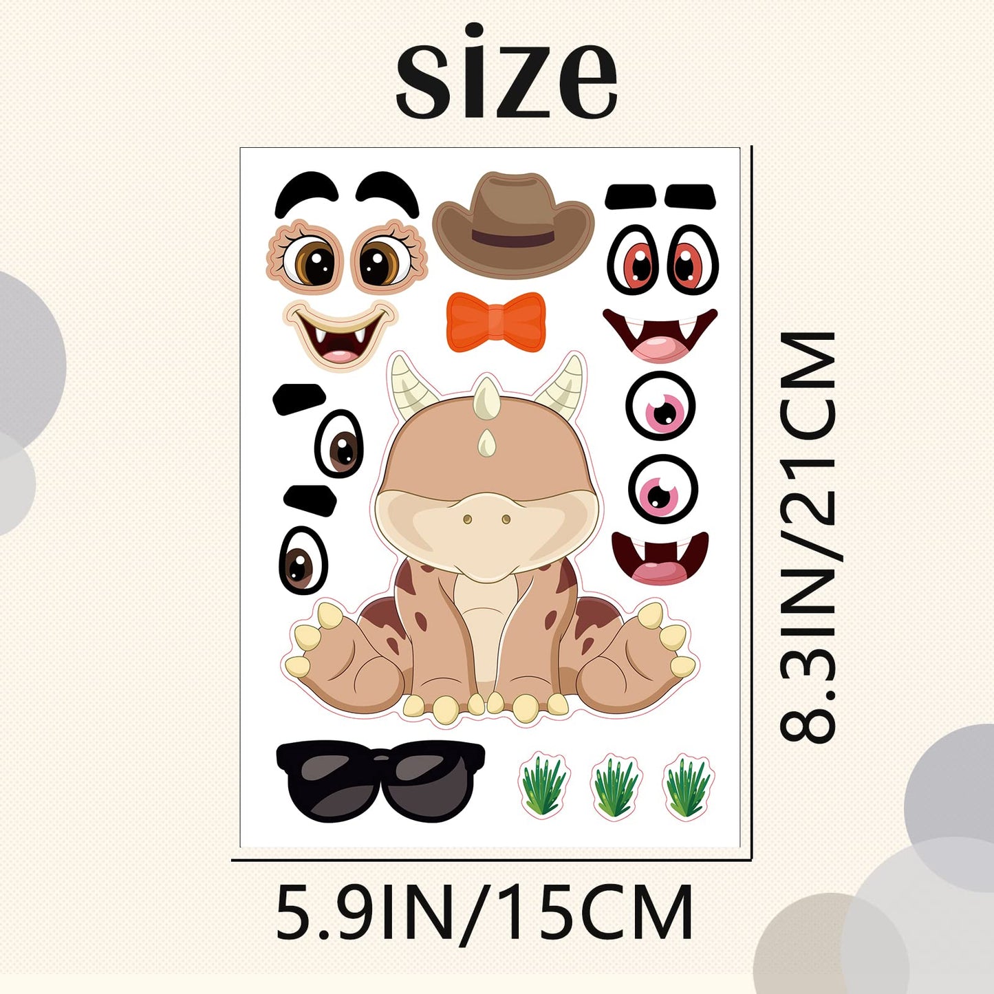 24 Sheets Dinosaur Make A Face Sticker Sheets For Kids Todders Activities, Make Your Own Stickers For Kids Birthday Party Favor