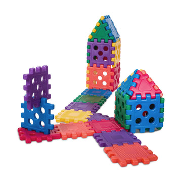 Careplay Oversized Waffle Blocks - 32 Piece Set, Connecting Building Blocks For Kids, Lightweight 12X12 Inch Design, Molded Polyethylene Plastic, Easy To For Kids To Hold, 10 Year Warranty