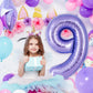Purple Number 9 Balloon 40 Inch, Big Large Foil Helium Number Balloons, Giant Mylar Number 9 Balloons For 9 Year Old Birthday An