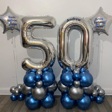 40 Inch Silver 50 Number Balloons Giant Jumbo Huge 50 Foil Mylar Helium Number Digital Balloons Silver Birthday Mylar Digital Ba