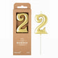 PHD CAKE 2.76 Inch Elegant Gold 2 Number Birthday Candles, Gold Number Candles, Cake Number Candle, Party Celebration