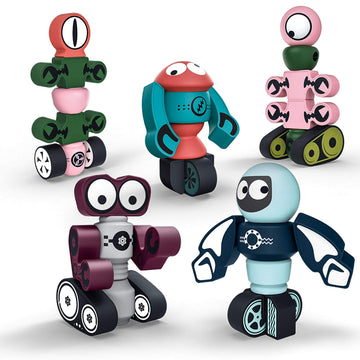 Gifts2U Magnetic Robots, 35Pcs Magnetic Blocks Set For Kids With Storage Box, Stacking Robots Toy Stem Educational Playset For Boys And Girls Ages 3-6 Style A