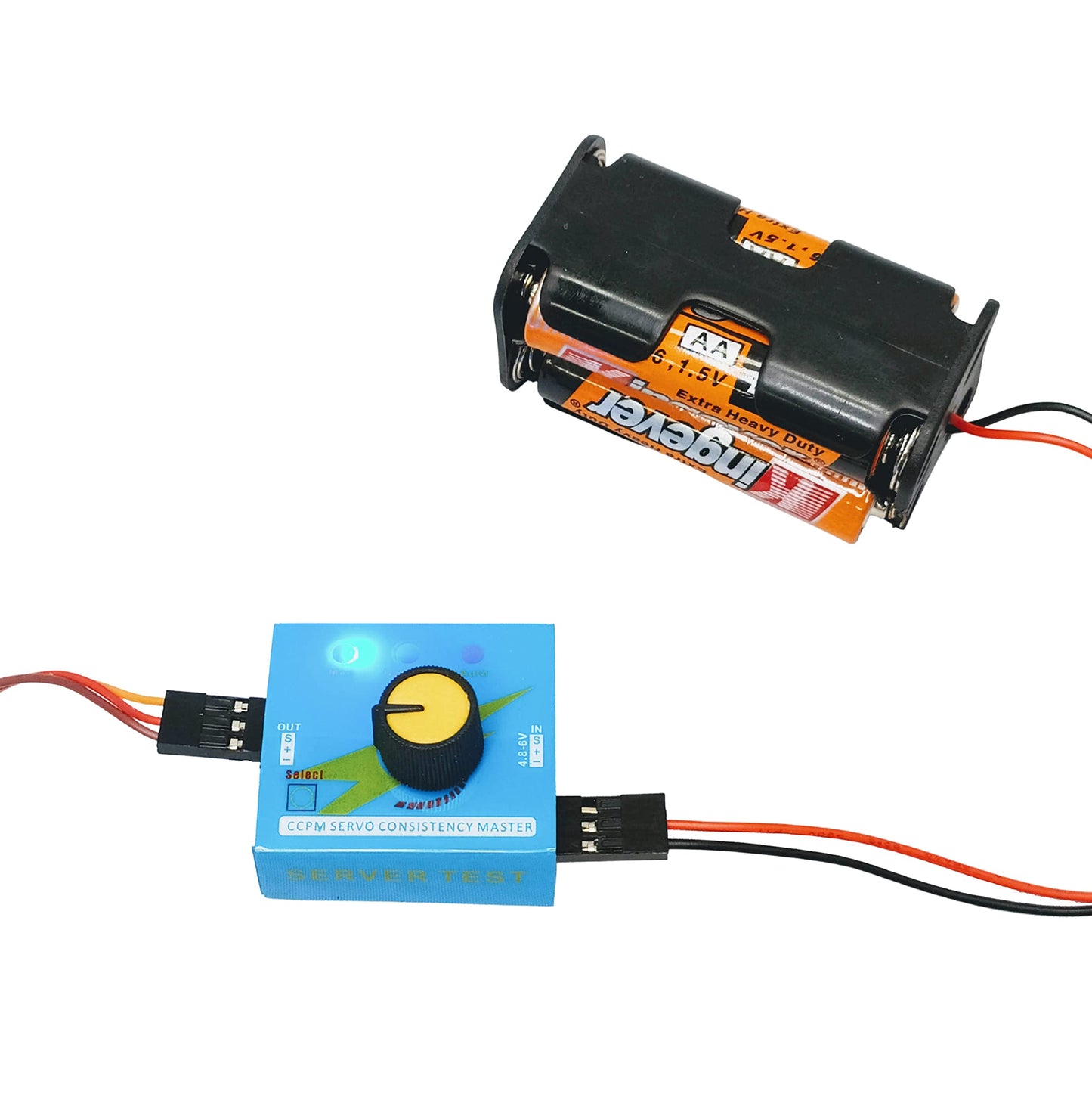 Barnabas Robotics Servo Motor Tester Kit - 180° 9g Servo Motor, RC Tester Controller, 6V Battery Holder, Black, Model KIT-3-4