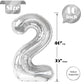 Silver 2 Balloon, Number Balloonss 40 Inch, 2Nd Balloon Number Birthday Decorations, Two Second Birthday Party Supplies, Number