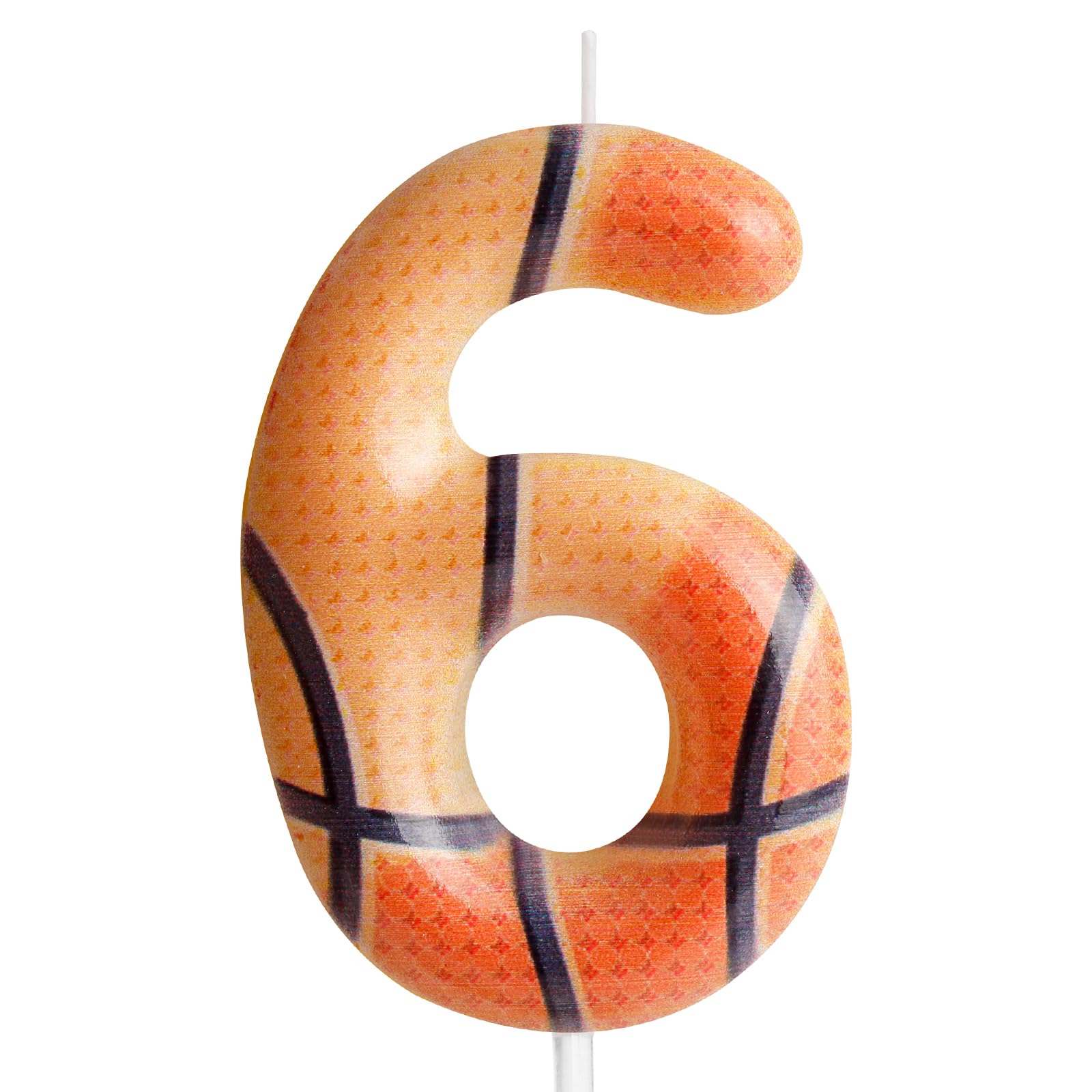 Zi Lan Basketball 6th Birthday Candle Brown Basketball Themed Cake Candles Happy Birthday Party Cake Topper for Boy Girl Kid Spo