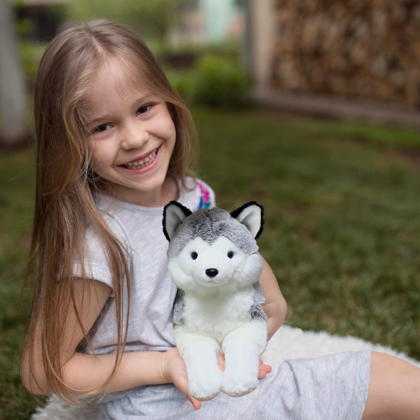 Ice King Bear Lifelike Siberian Husky Stuffed Animal - Plush Toy - 13 Inches Length (Weighted)