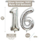 LHOAVWE 40 Inch Silver 16 Number Balloons - Aluminum Birthday Decorations for 16th Anniversary Party