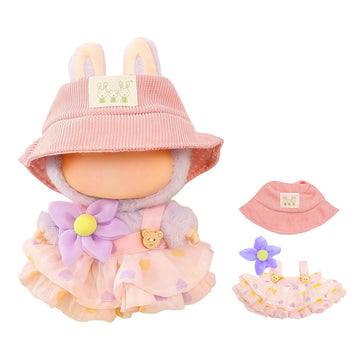 Satakara Doll Clothes Set for 17cm Dolls (6.7 inch) - Kawaii Purple Flower Outfit with Matching Hat  Party Clothing Accessories (STK03)