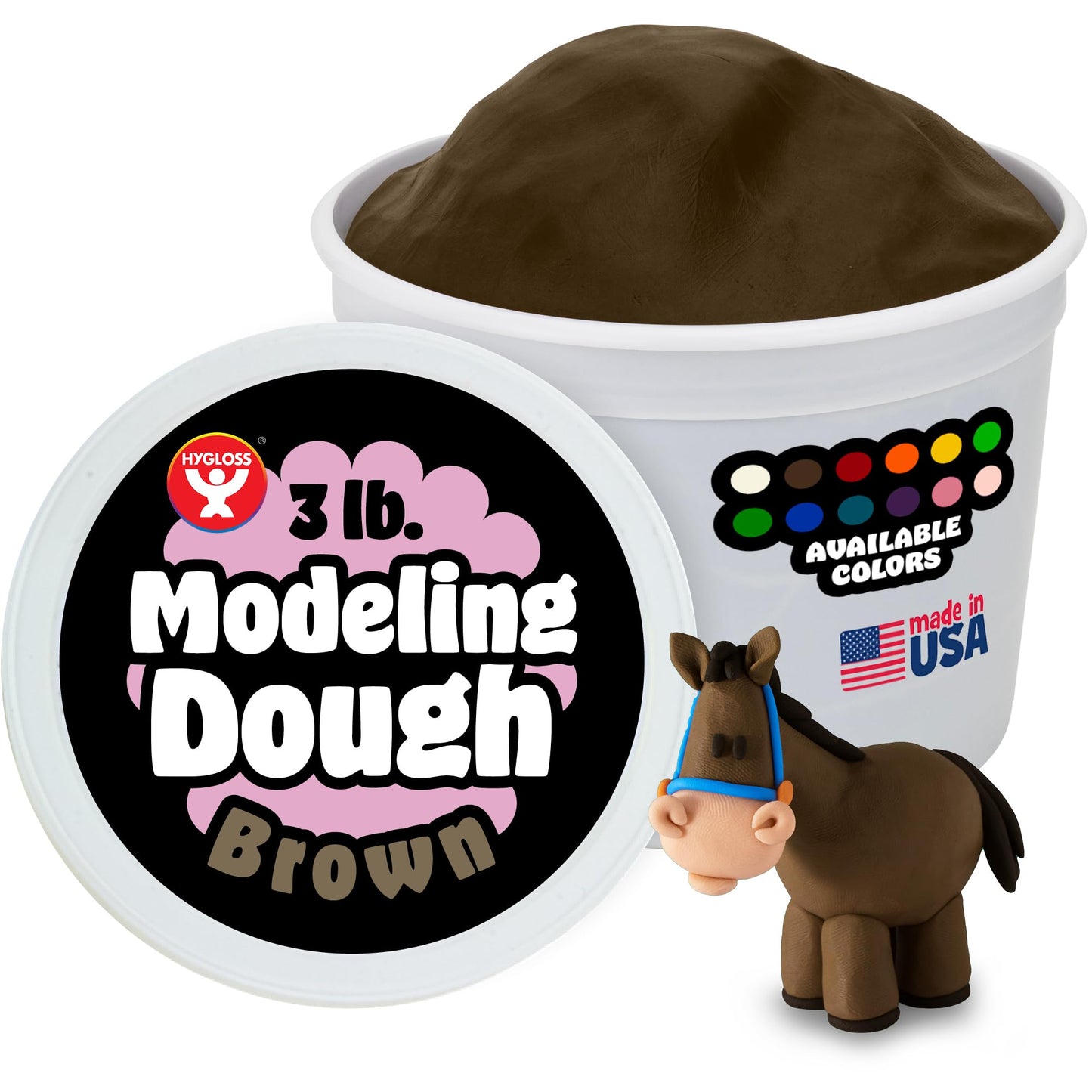 Hygloss Play Modeling Dough - 3Lb. - Easter Basket Stuffer - Unscented Dough - Safe & Non-Toxic For Kids Arts & Crafts - Party Favors - Classroom Supplies, Brown