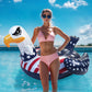 Halovin Patriotic Eagle Pool Float - 49"x48"x28" Red White Blue PVC Inflatable Raft for 4th of July Beach Fun