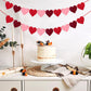 4 Pack Felt Heart Banner Valentines Day Garland, Red Pink Heart Banner, Heart Garland Hanging for Valentines Day Anniversary Wed