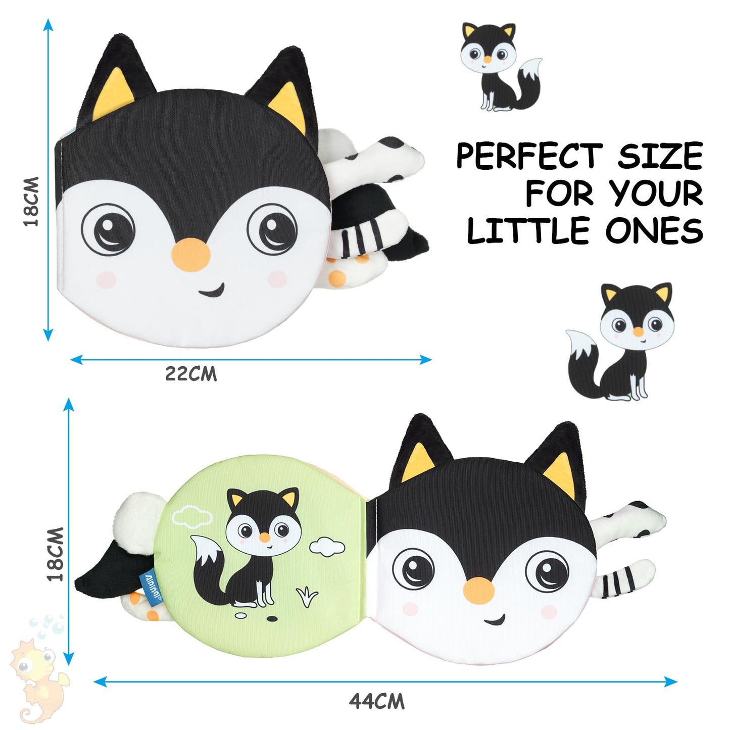 HOTUT Soft Toys Baby Cloth Books, Baby Soft Books, Baby Bath Cloth Book, First Year 3D Animals Tails Crinkle Sensory Touch and F