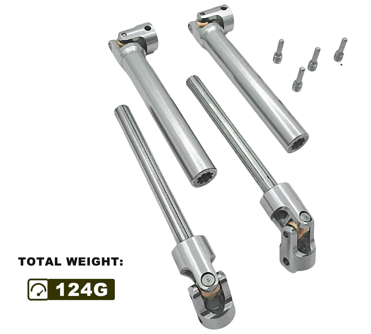 HOPLEX 2pcs Stainless Steel Drive Shaft 112-165mm for 1/10 RC Crawler Traxxas TRX6 Axial SCX10 Wraith Capra D90 TF2 Redcat GEN8