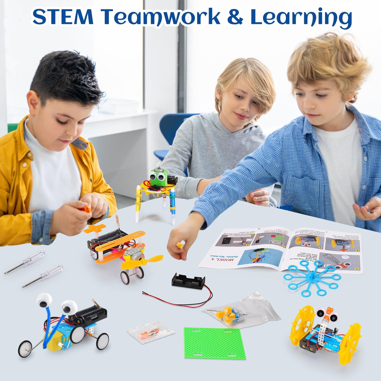 Stem Robotics Kit 6 Set Science Experiments Project Activities For Kids 6-8 8-12 Engineering Building Toy Electronic Motor Robot Craft For Boy 5 6 7 8 9 10 12+ Year Old Girl Gift Summer Outdoor Toy