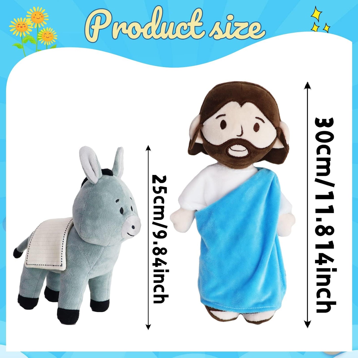 Yelakey Jesus Rides A Donkey Plush Doll Guardian Angel Stuffed Animal Christ Savior Christian Religious Classic Religious God Pl