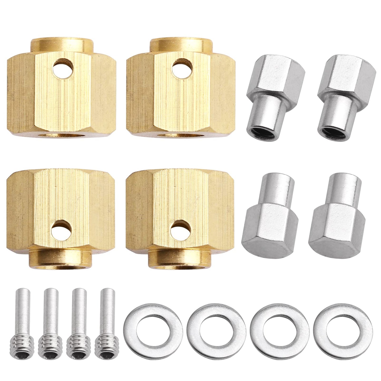 HobbyPark RC Brass Spacers Wheel Hex Hubs Extenders for TRX4 Wheels Extension Hex Drive Adapter (10mm Thickness)