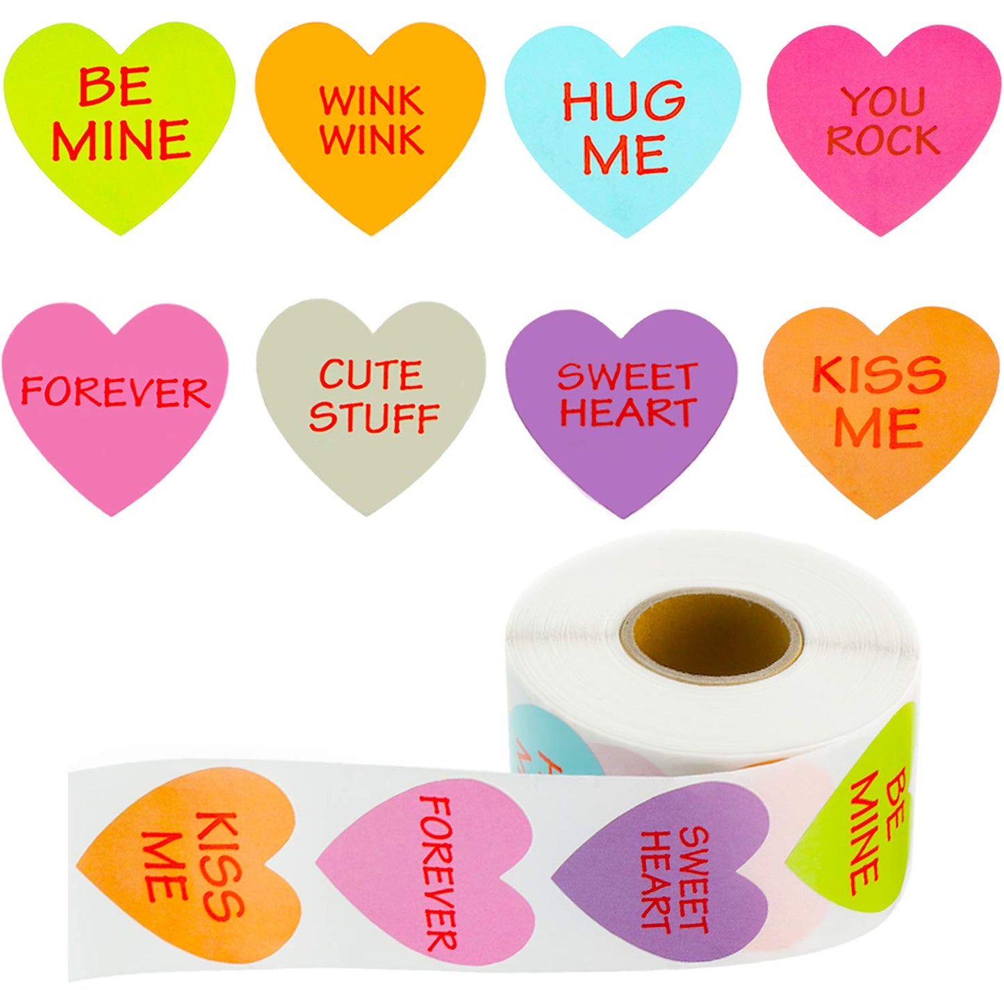 Outus 800 Pieces Valentines Day Heart Shaped Stickers Valentines Roll Sticker Labels for Valentines Day Party Decorations Gifts 