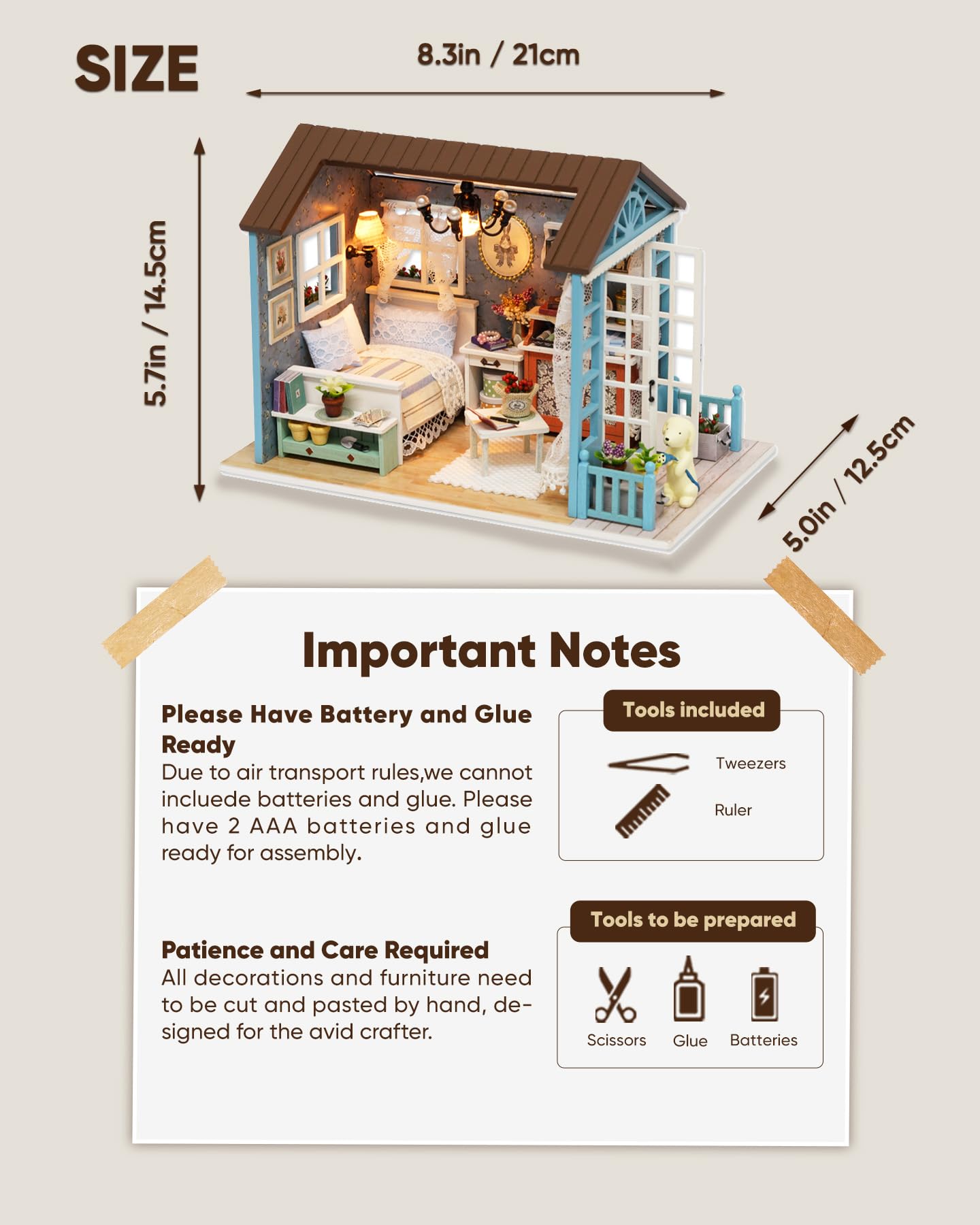 DIY Miniature House Kit  DIY Dollhouse Kit for mature-themeds to Build  Mini House Kit with LED  Mayberry Street Miniatures  Ideal Gifts for Birthday Valentine Christmas(Forest Times)