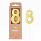 PHD CAKE 2.76 Inch Modern Gold 8 Number Birthday Candles, Gold Number Candles, Cake Number Candles, Party Celebration