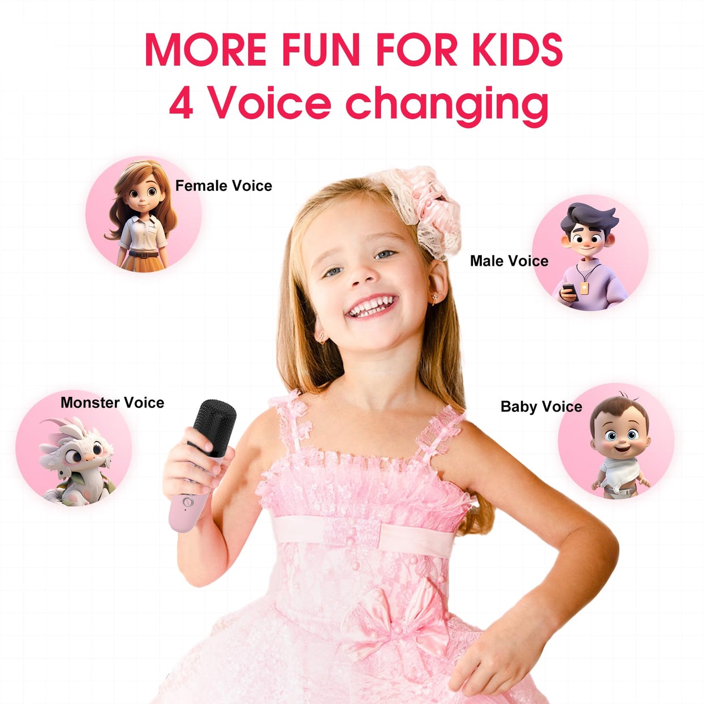 Kids Karaoke Machine For Girls And Boys, Portable Bluetooth Speaker With 2 Wireless Microphones, Birthday Gifts For Girls Ages 3