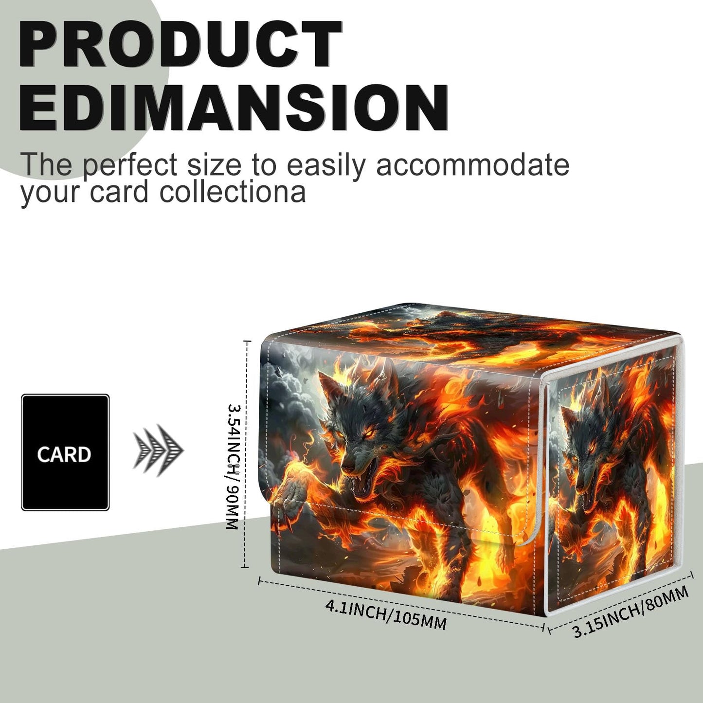 ETLKJVBL enhanced for Mtg Commander Deck Box for Anime Card Sleeves  Stylish Card Deck Case for Mtg Card Sleeves  Trading Card Storage Box - for Mtg Deck Box  Firestorm Wolf