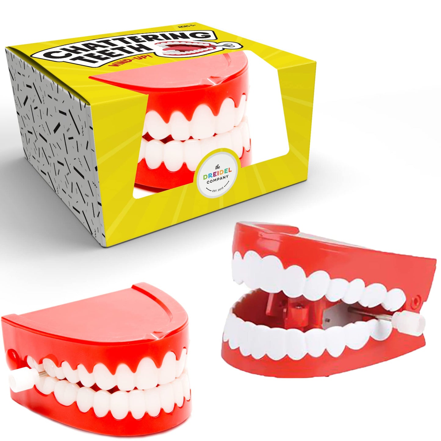The Dreidel Company Wind Up Teeth Chomping & Chattering Teeth Toys For Kids Birthday Party Favors, Novelty And Gag Gifts, 2.5' Inches (Single)