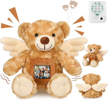Leyndo Angel Remembrance Bear Plush Stuffed Animal With Recorder 12 Inch Voice Recording Dolls With A Picture Frame Memorial Toy