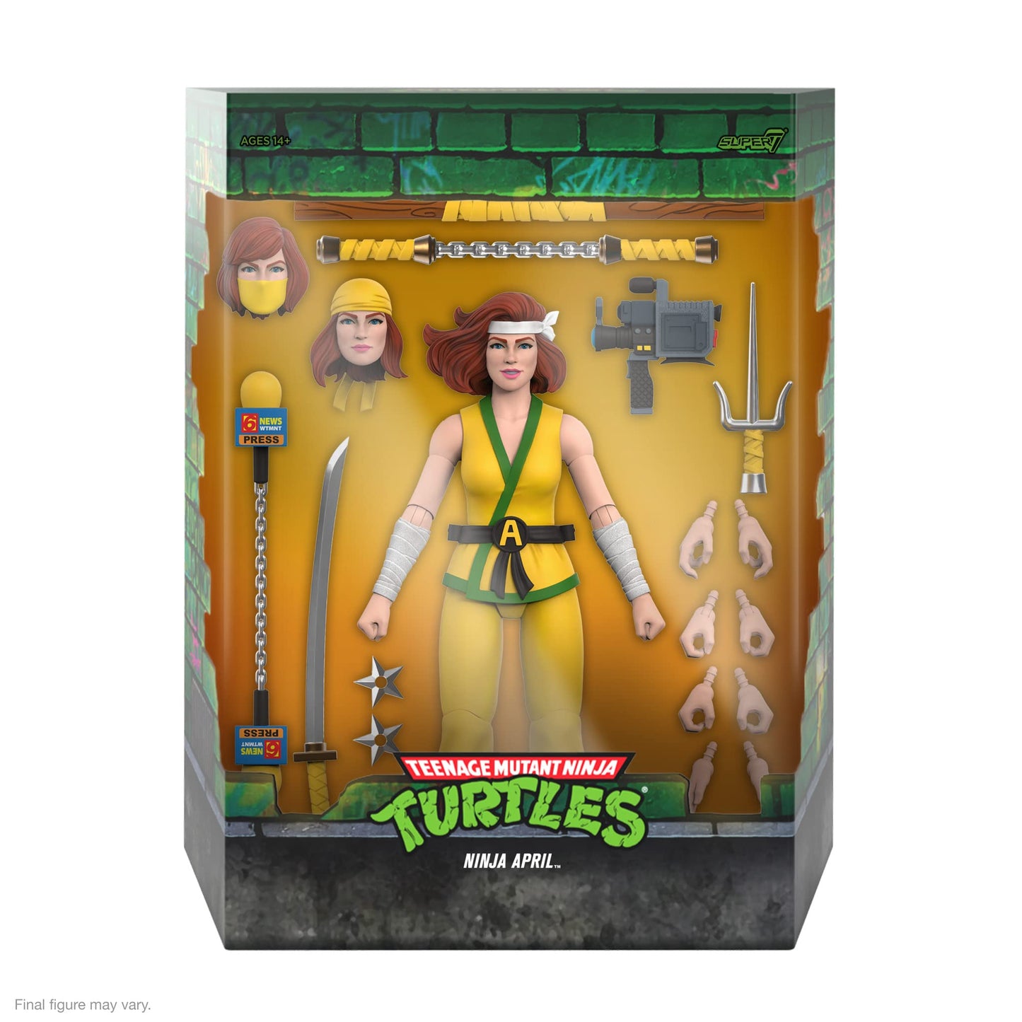 Super7 ULTIMATES! Teenage Mutant Ninja Turtles Ninja April - 7 TMNT Action Figure with Accessories Classic Cartoon Collectibles and Retro Toys