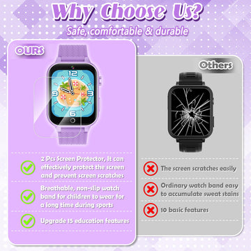 Smart Watch For Kids Girls Age 3-12 With 26 Puzzle Games Hd Video Camera Touchscreen Music Player Learning Cards Storybook Pedom