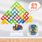 Lemren Tetra Stack Tower Attack Game - 64 Pcs With Storage Box Team Tower Game For Kids & Adults, Family Party Game Board Games
