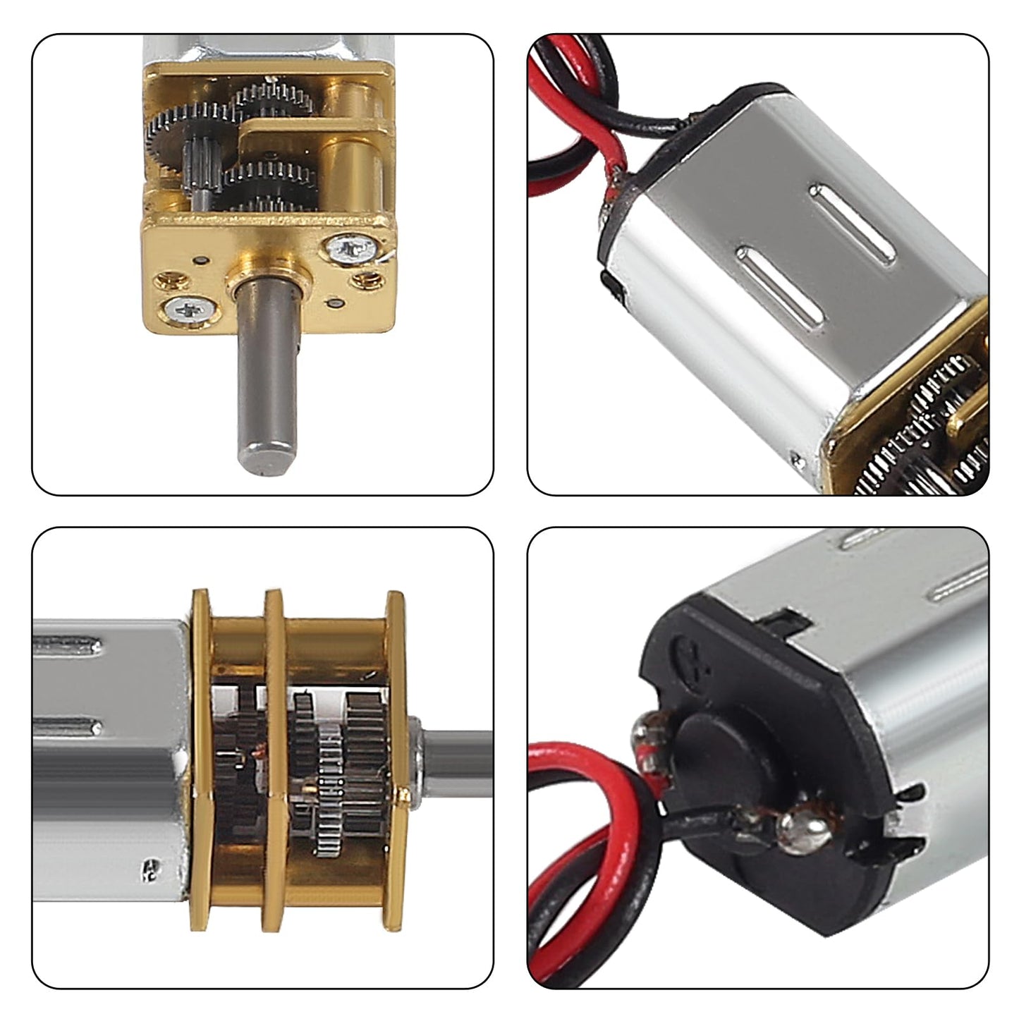 XIITIA 4pcs DC 3V-6V Mini N20 Gear Motor Slow Speed Full Metal Gearbox Without Terminal for Smart Car DIY RC Toys