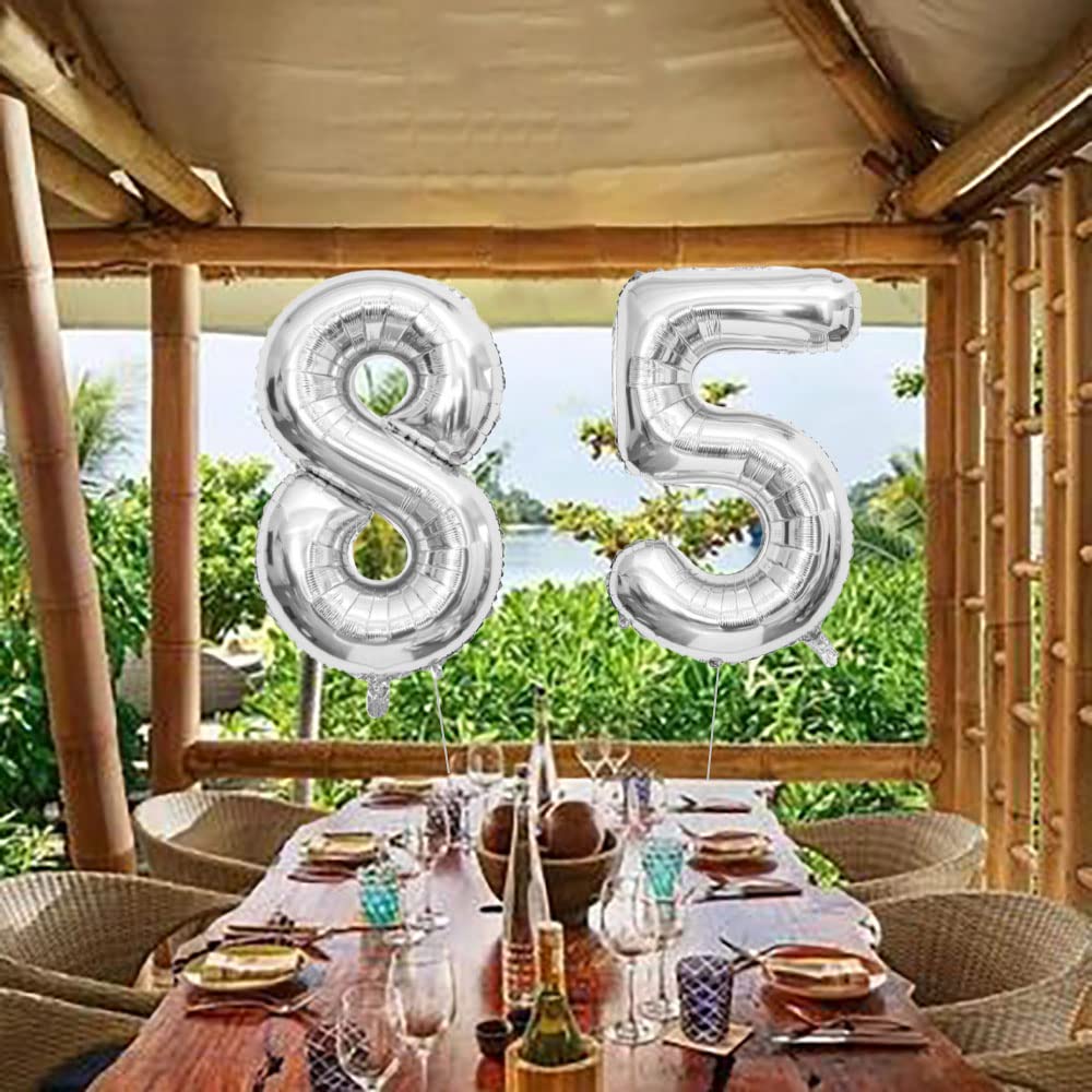 Maigendoo Jumbo 85 Number Balloon 40 Inch Large Digit Balloons Huge Helium Balloon Foil Mylar Balloon With Swirl Decorations For